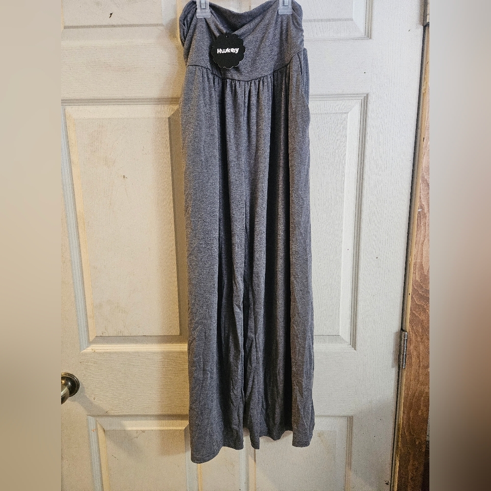 HUUKEAY WOMENS WIDE LEG ANKLE YOGA/LOUNGE PANT: GRAY: NEW WITH TAGS: SIZE L